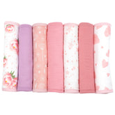 Baby Burp Cloths - 7 Pack Triple Layered - Top and Bottom 100% Cotton and Middle Layer 100% Polyester Fleece - Absorbent Burping Cloth Extra Absorbent Baby Burp Cloth Extra Soft for Girls