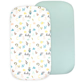 Baby Bassinet Sheet Set for Boy and Girl, 2 Pack Organic Cotton Universal Fitted Bedding Cover for Oval, Hourglass & Rectangle Bassinet Mattress, Fitted Sheets Size 32 x 16 x 4 / 33 x 20 x 4 Inches