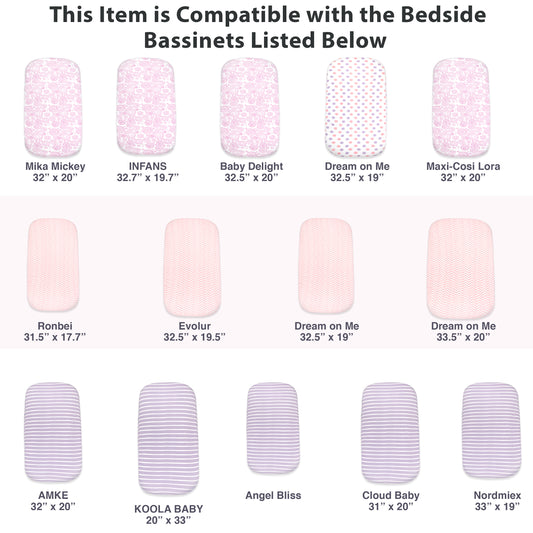 BubloBaby Organic Bassinet Sheets 4-Pack – Soft Fitted Pink Lavender