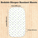 Organic Muslin Bassinet Sheets 3-Pack | Soft & Breathable Universal Fit - Green Leaf