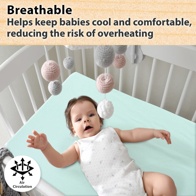 Pack and Play Fitted Sheet, Portable Pack N Plays Mini Crib Sheets, 2 Pack Play Sheets, 100% Jersey Cotton Playard Sheets