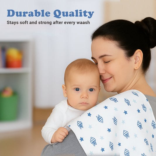 Bublo Baby Organic Galaxy Baby Burp Cloths 6-Pack (12x16 in)