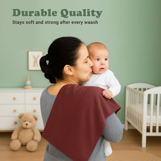 Bublo Baby Organic Maroon Baby Burp Cloths 6-Pack (12x16 in)