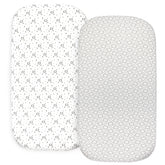 Baby Bassinet Sheet Set for Boy and Girl, 2 Pack Organic Cotton Universal Fitted Bedding Cover for Oval, Hourglass & Rectangle Bassinet Mattress, Fitted Sheets Size 32 x 16 x 4 Inches