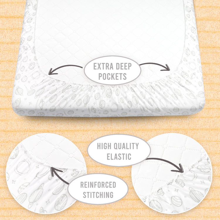 Pack and Play Fitted Sheet, Portable Pack N Plays Mini Crib Sheets, 2 Pack Play Sheets, 100% Jersey Cotton Playard Sheets