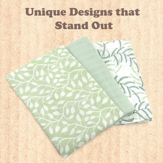 Bublo Baby Green Muslin Swaddle Blankets (3-Pack)