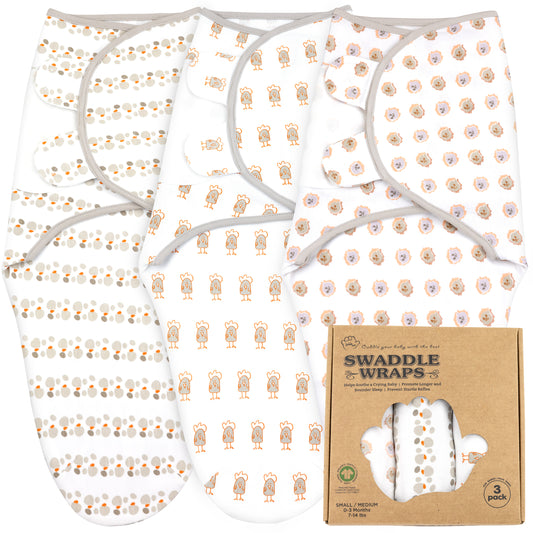 Bublo Baby Organic Cotton Swaddle – 0–3 Months, Velcro Sleep Sack