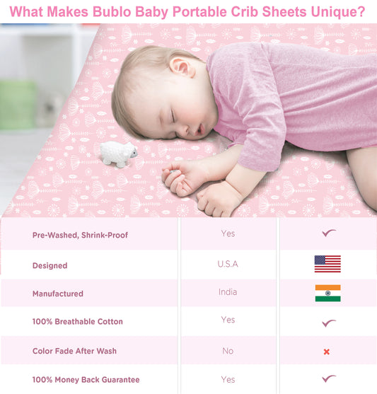 Bubo Baby Mini Crib Sheets 2-Pack – Pink Jersey Cotton