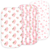 Bublo Baby Bassinet Sheet Set for Boy and Girl, 3 Pack, Universal Fitted for Oval, Hourglass & Rectangle Bassinet Mattress, Fitted Sheets Size 32 x 16 x 4 Inches, Floral