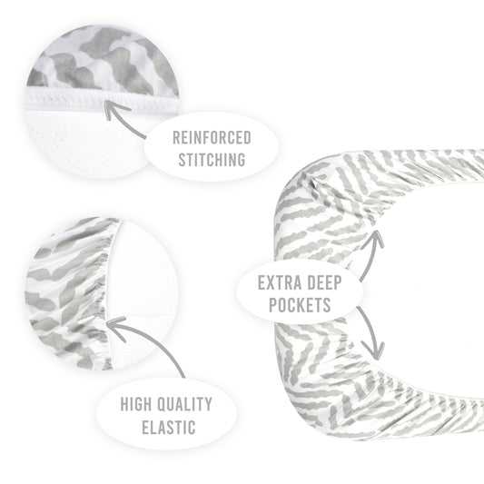 Bublo Baby Organic Bassinet Sheets 3-Pack – Grey Zigzag