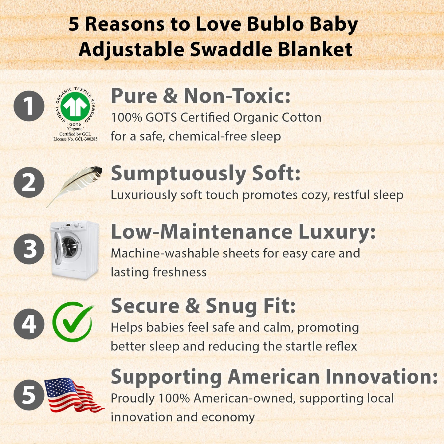 Bublo Baby Organic Newborn Swaddle Sacks (3-Pack)