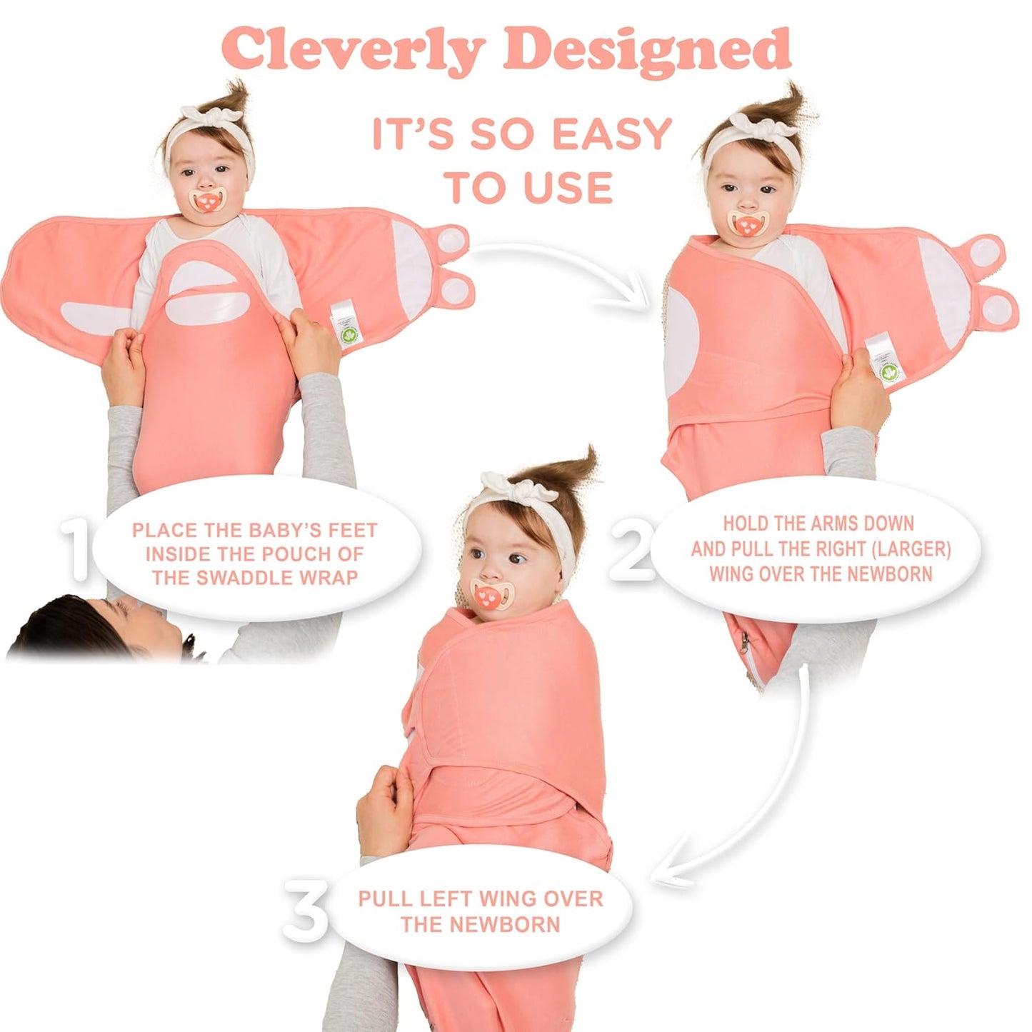 Bublo Baby Organic Zipper Swaddle Sleep Sacks 0-3 Months (3-Pack)