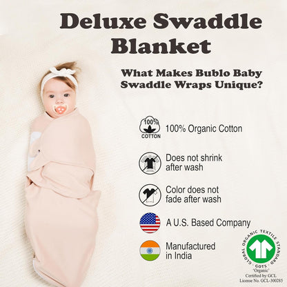 Bublo Baby Organic Zipper Swaddle Sleep Sacks 0-3 Months (3-Pack)