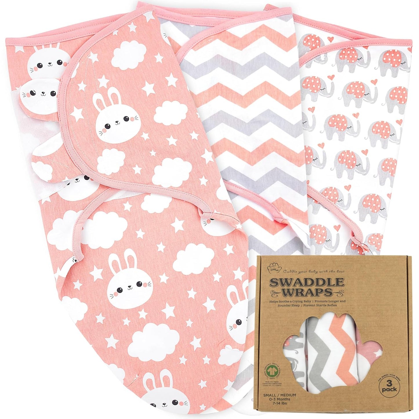 Bublo Baby Organic Adjustable Swaddle Sleep Sacks (3-Pack)