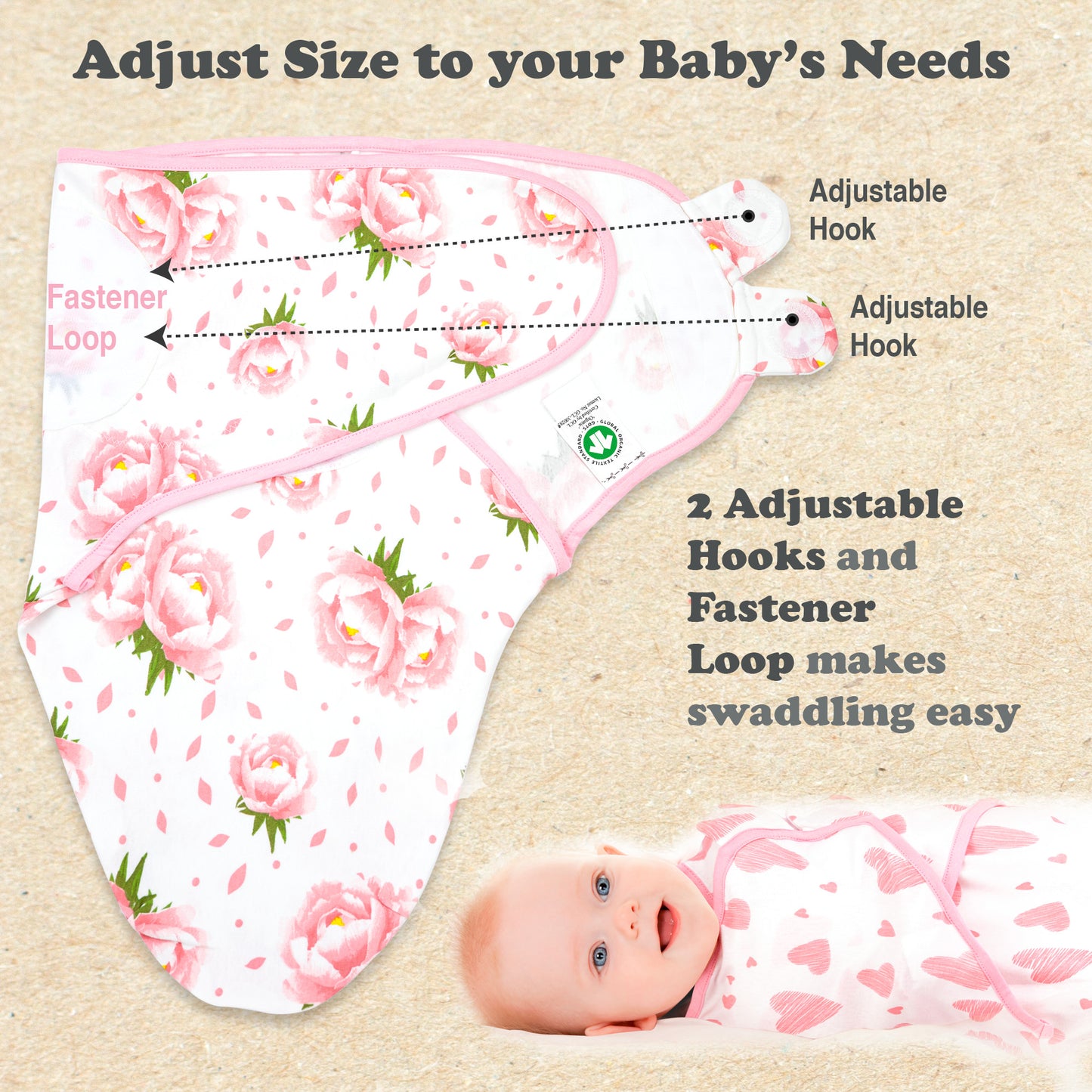 Bublo Baby Organic Adjustable Swaddle Sleep Sacks (3-Pack)
