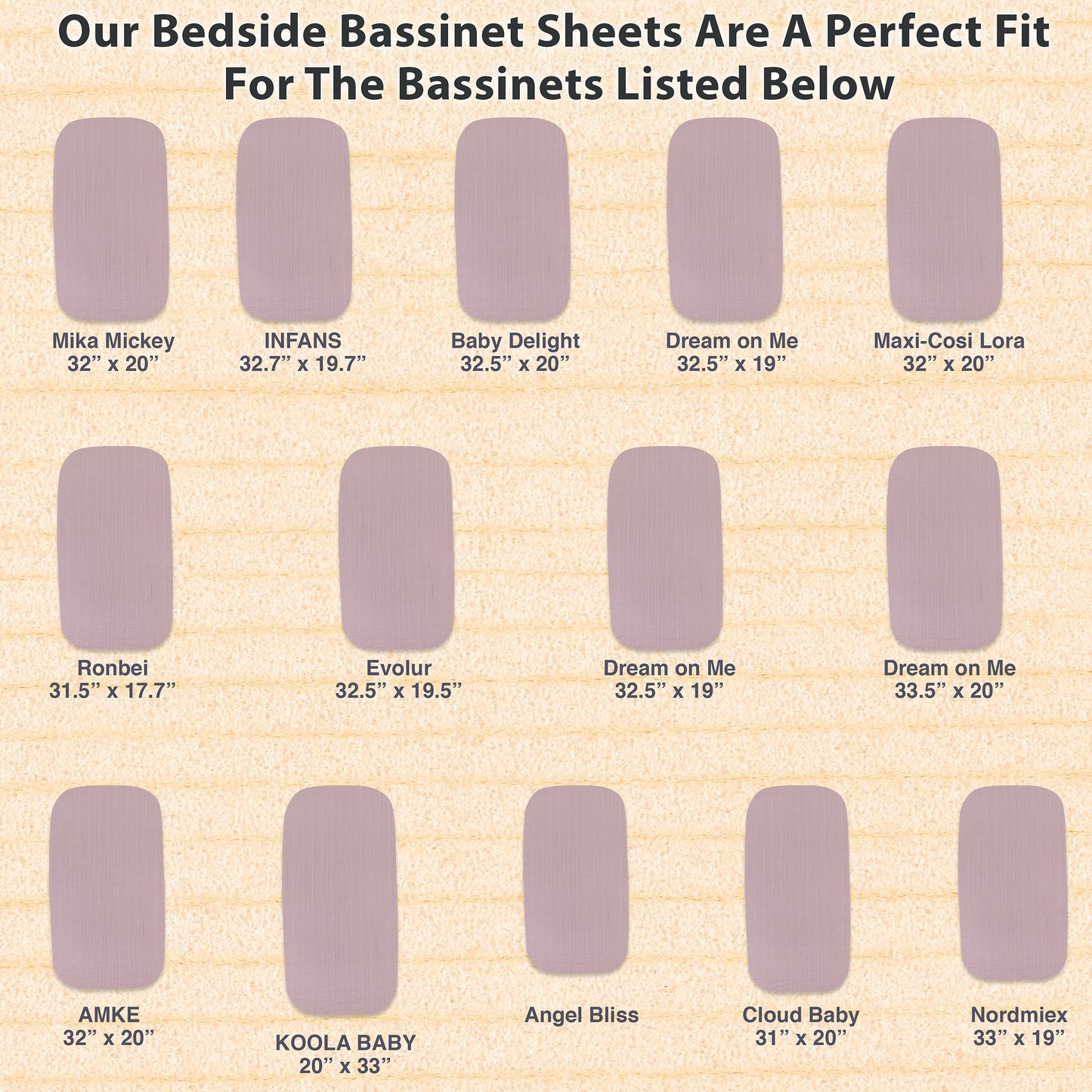 BubloBaby Muslin Bassinet Sheets 3-Pack – Soft Lavender