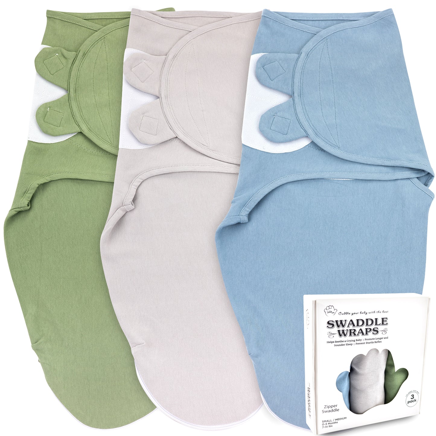 Baby Swaddle Sleep Sacks with Zipper, 3 Pack Newborn Swaddle