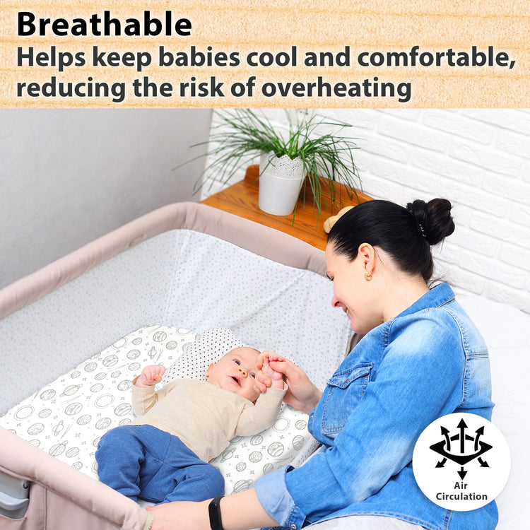 Pack and Play Fitted Sheet, Portable Pack N Plays Mini Crib Sheets, 2 Pack Play Sheets, 100% Jersey Cotton Playard Sheets