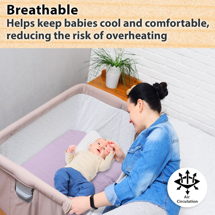 Organic Muslin Bassinet Sheets 3-Pack | Soft & Breathable Universal Fit - Lavender