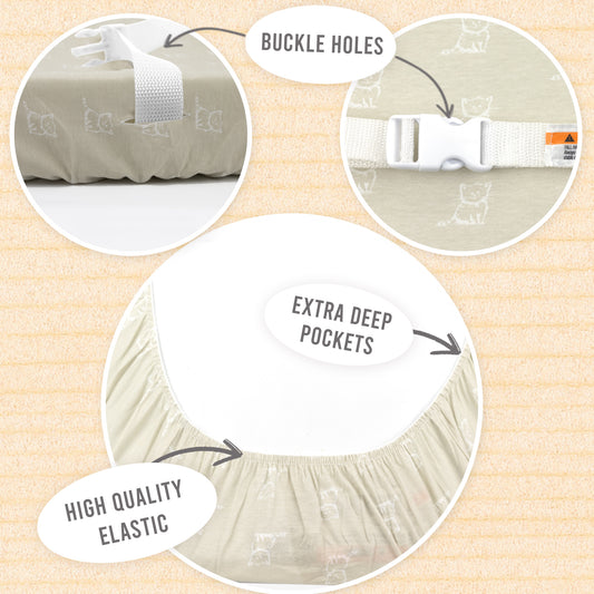 Bublo Baby Organic Fitted Changing Pad Covers - Horses (3-Pack)