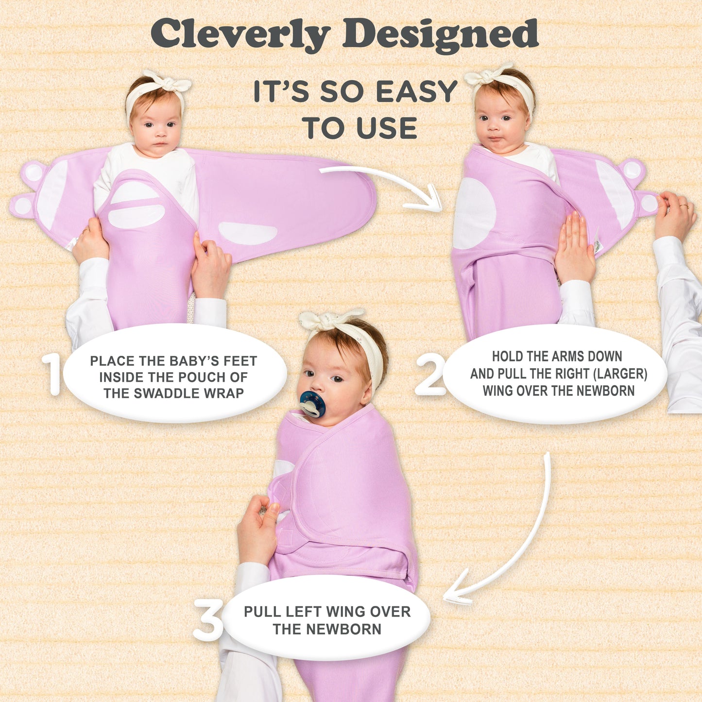 BubloBaby Organic Velcro Swaddle Sleep Sacks 0-3 Months (4-Pack)