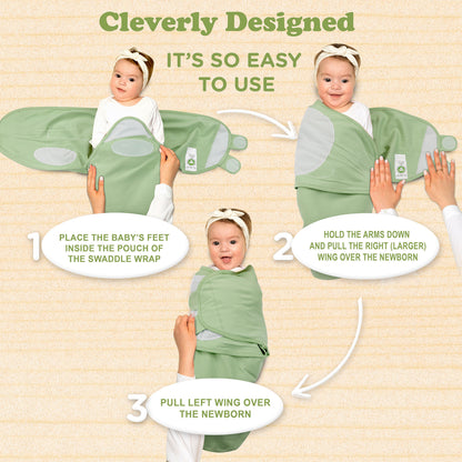 BubloBaby Organic Velcro Swaddle Sleep Sacks 0-3 Months (4-Pack)