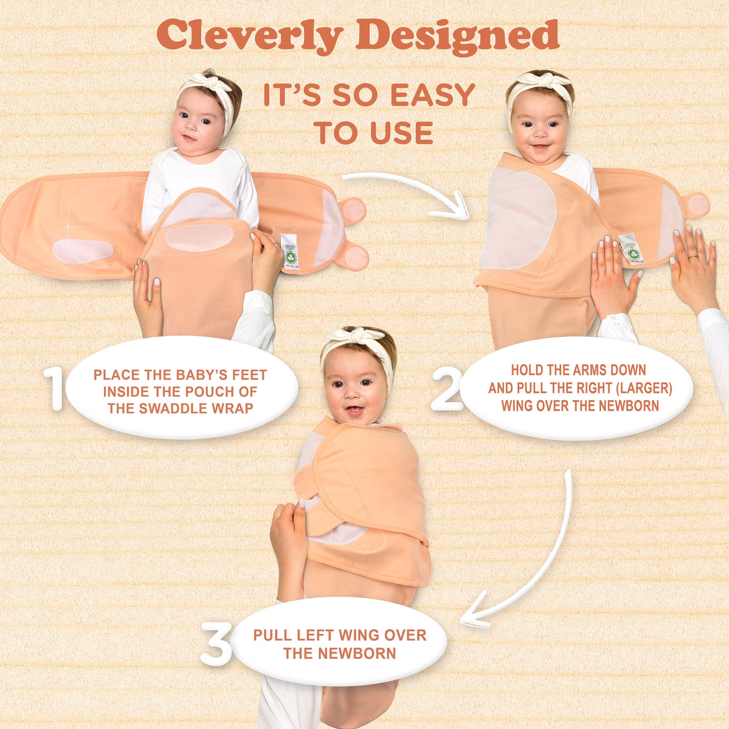 BubloBaby Organic Velcro Swaddle Sleep Sacks 0-3 Months (4-Pack)