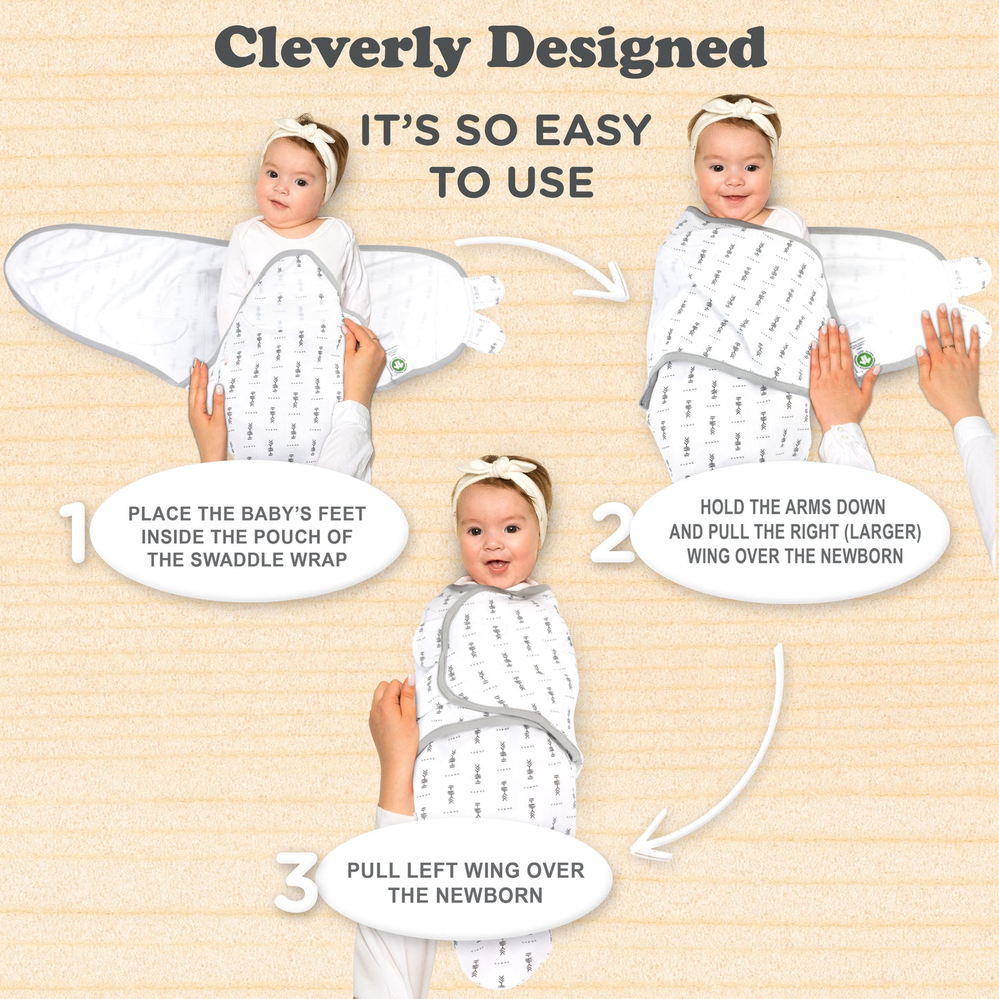 Bublo Baby Organic Newborn Swaddle Sacks (3-Pack)