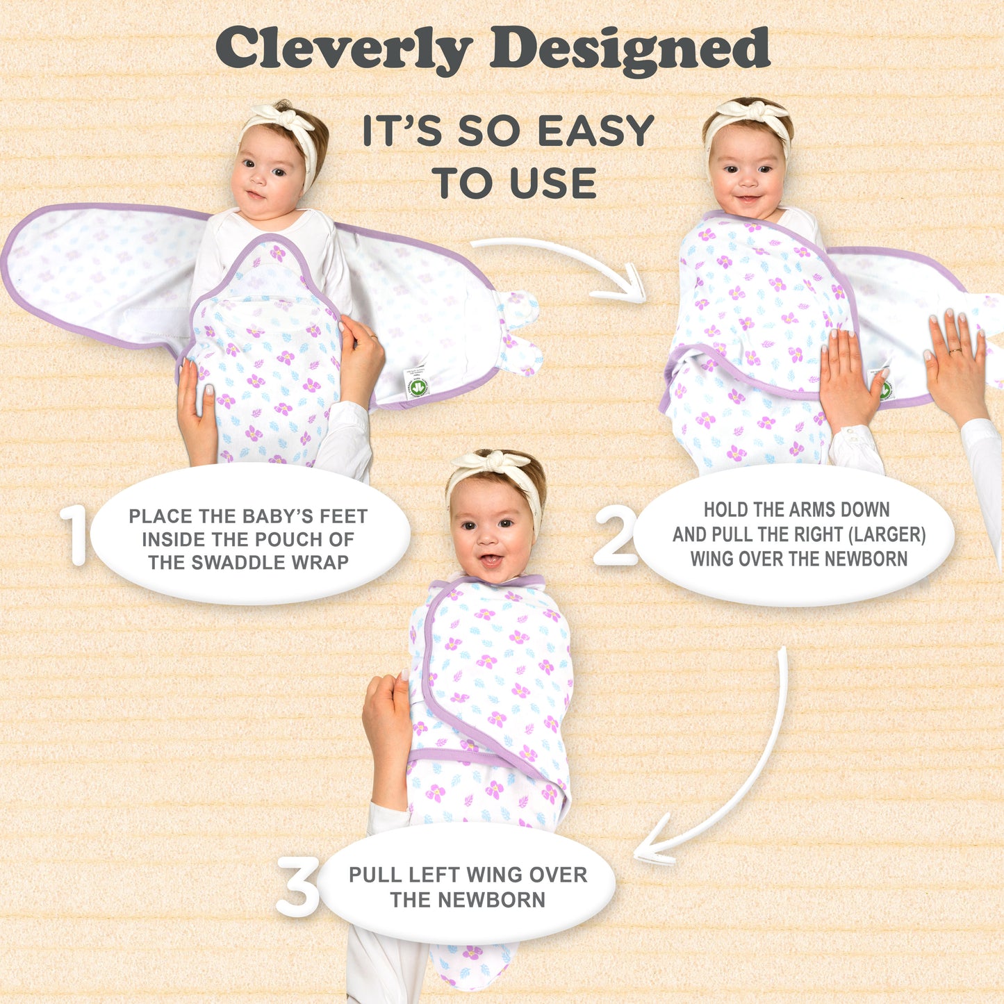 Bublo Baby Organic Newborn Swaddle Sacks (3-Pack)