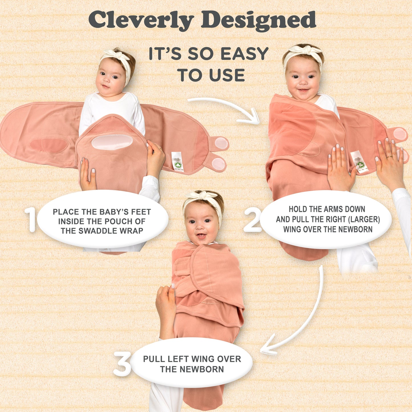 Bublo Baby Organic Adjustable Swaddle Sleep Sacks (3-Pack)