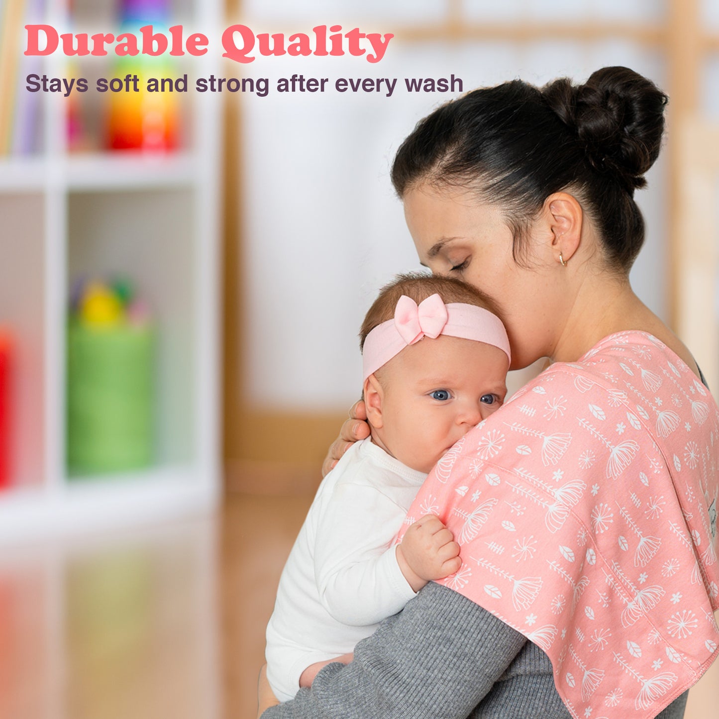 Bublo Baby Organic Pink Baby Burp Cloths 6-Pack (12x16 in)