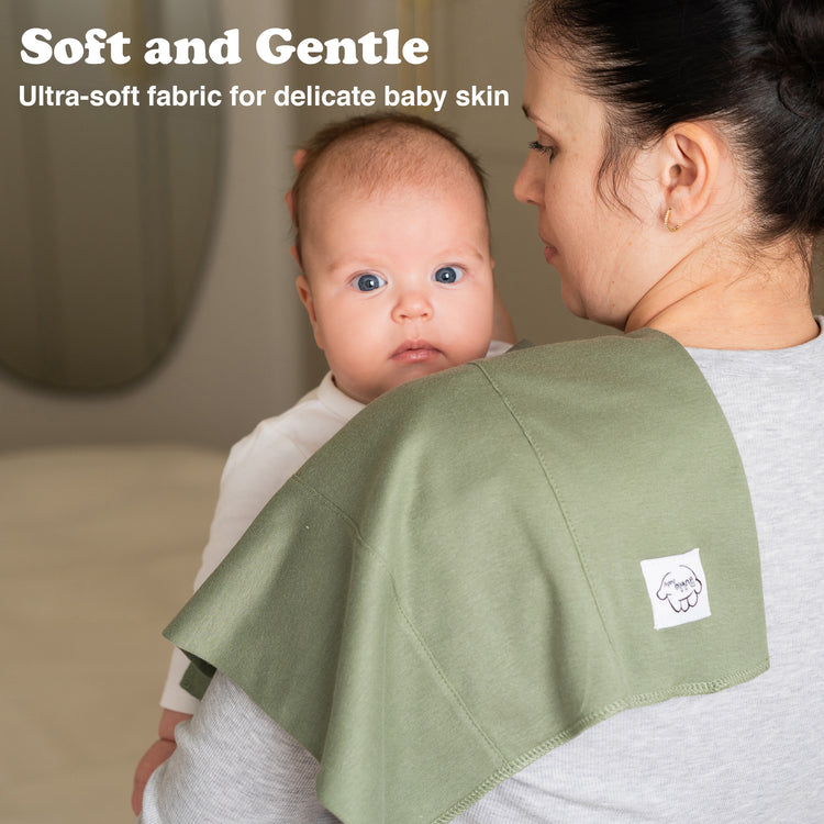 Baby Burp Cloths for Boys and Girls - 7 Pack Large 100% Cotton Double Layered Extra Absorbent Burp Rags, Green