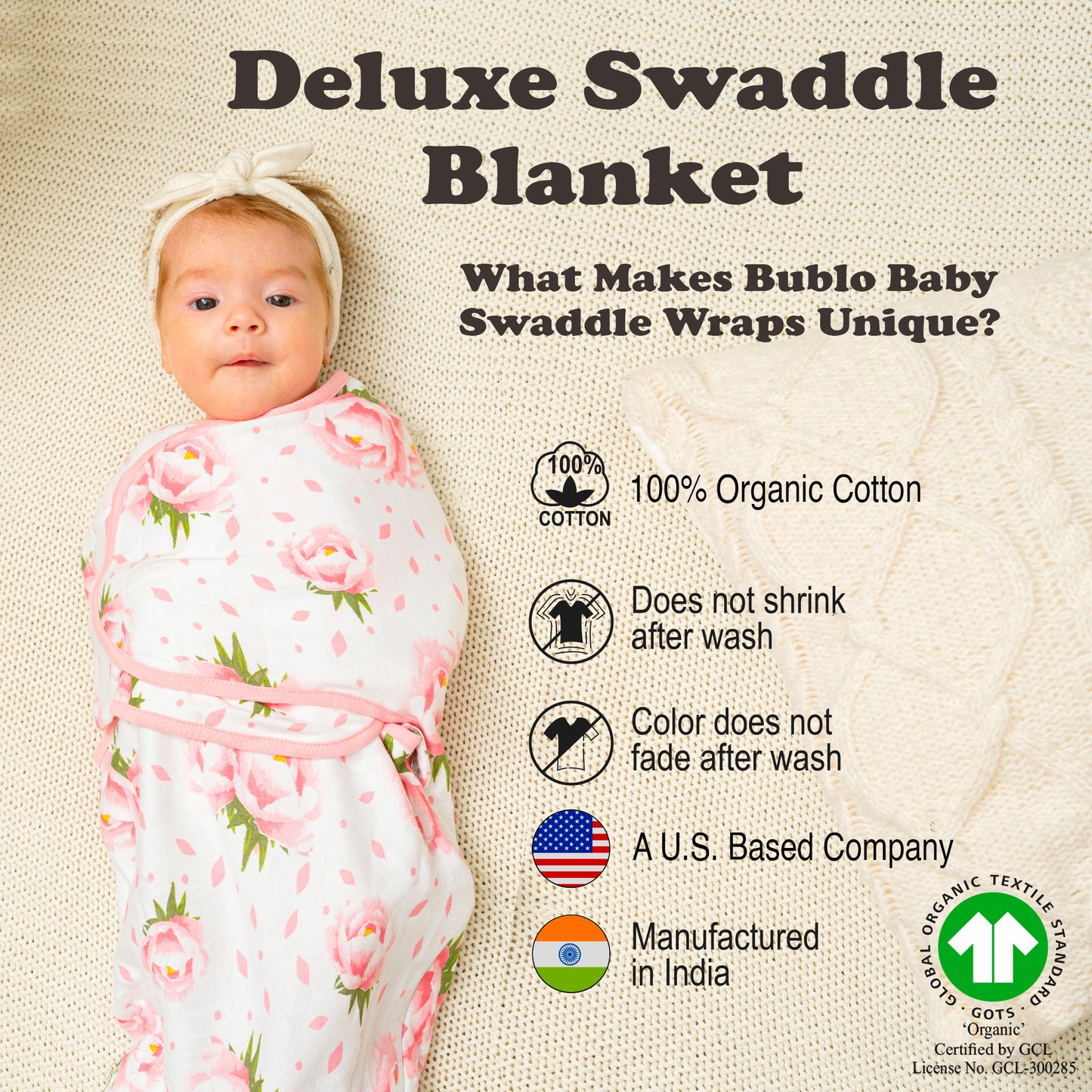 Bublo Baby Organic Zipper Swaddle Sleep Sacks 0-3 Months (3-Pack)