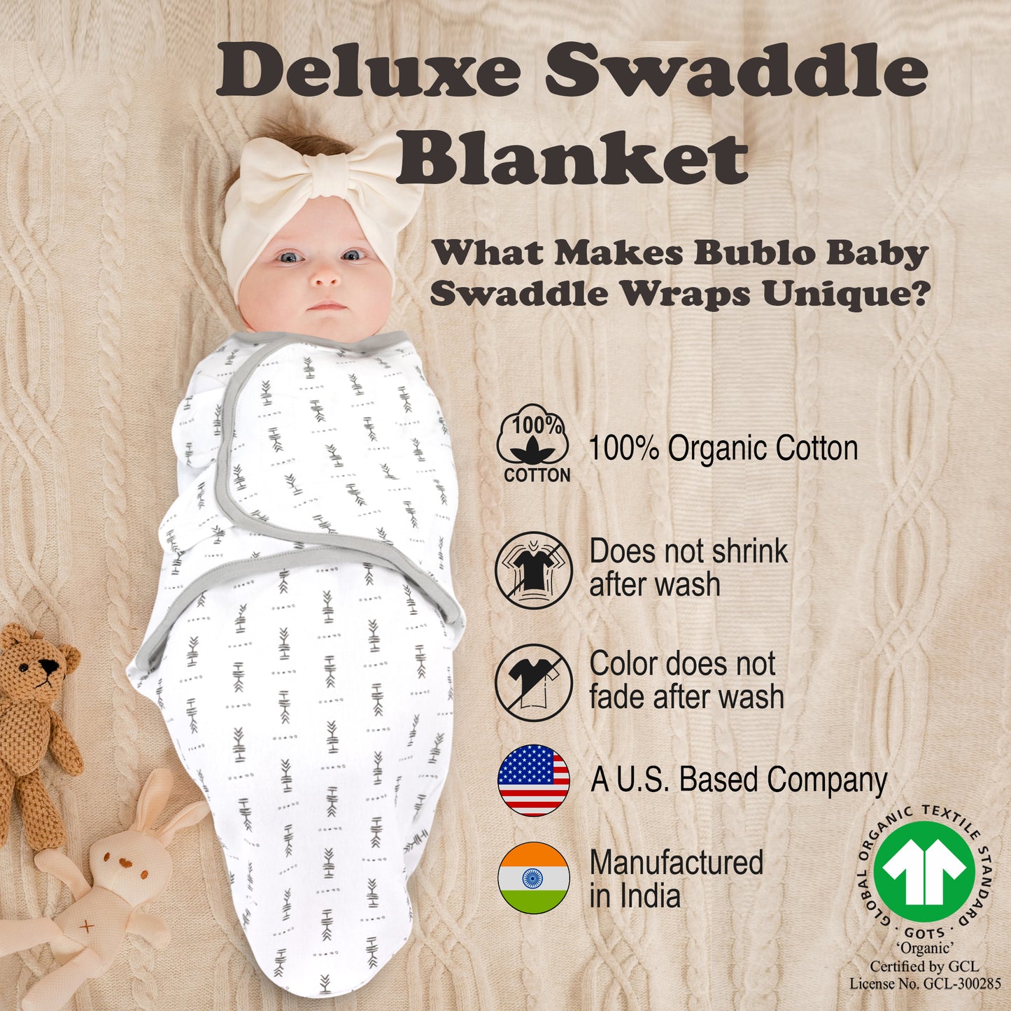 Bublo Baby Organic Newborn Swaddle Sacks (3-Pack)