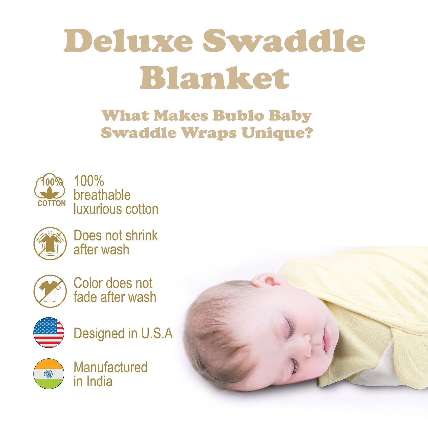 Organic Baby Swaddle Blanket 3-Pack – Newborn 0–3 Months