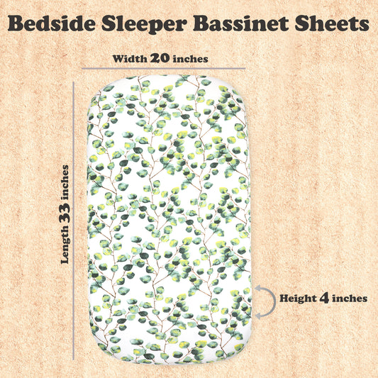 Bublo Baby Organic Bassinet Sheets 3-Pack – Green Stripe, Ultra-Soft