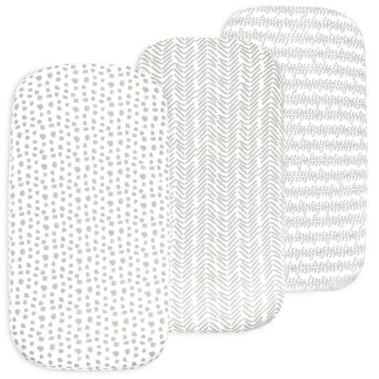 Bublo Baby Organic Bassinet Sheets 3-Pack – Grey Zigzag