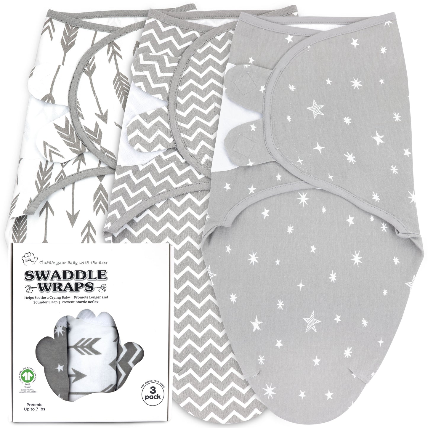 Bublo Baby Organic Preemie Swaddle Sleep Sacks (3-Pack)