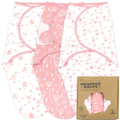 Bublo Baby Organic Adjustable Swaddle Sleep Sacks (3-Pack)