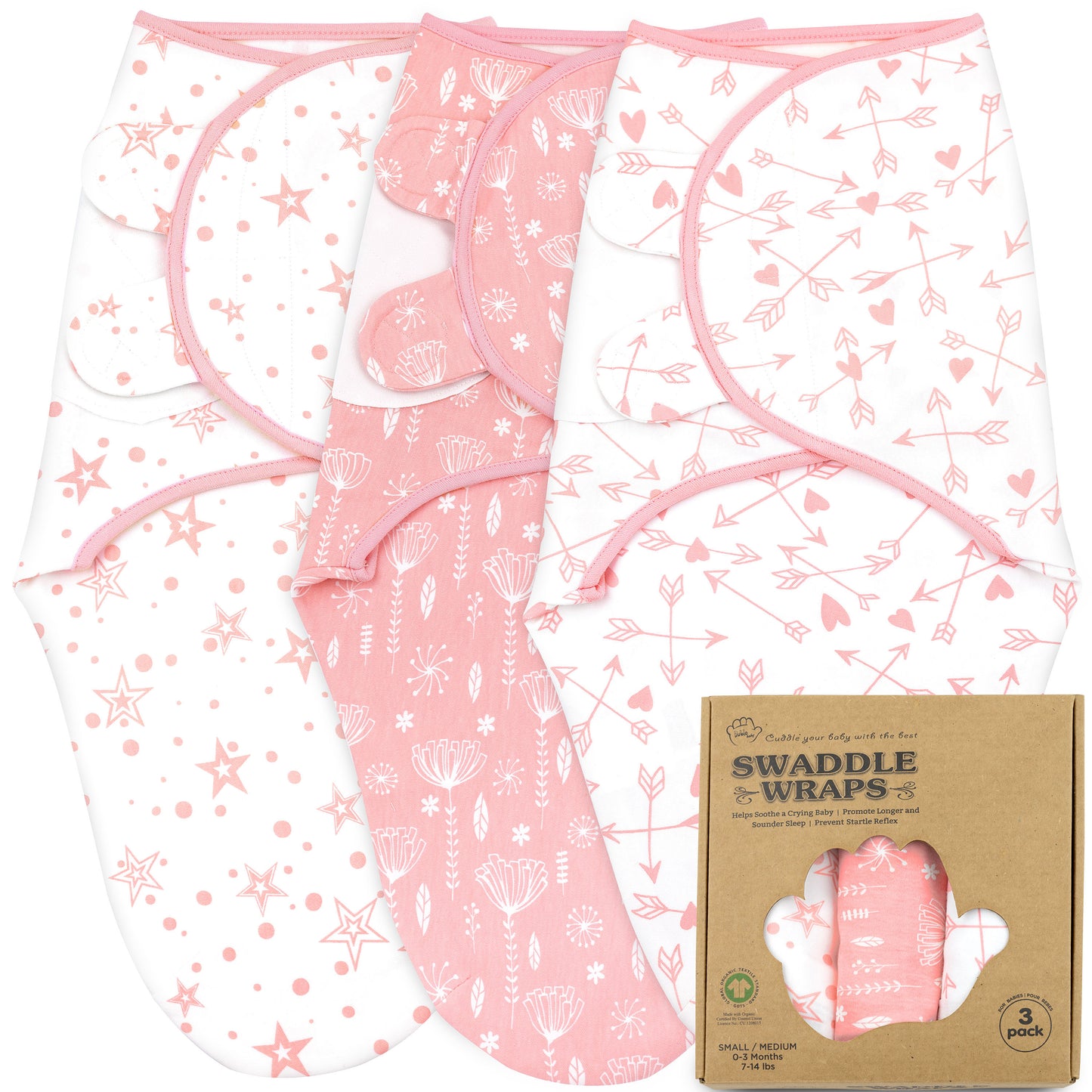 Bublo Baby Organic Adjustable Swaddle Sleep Sacks (3-Pack)