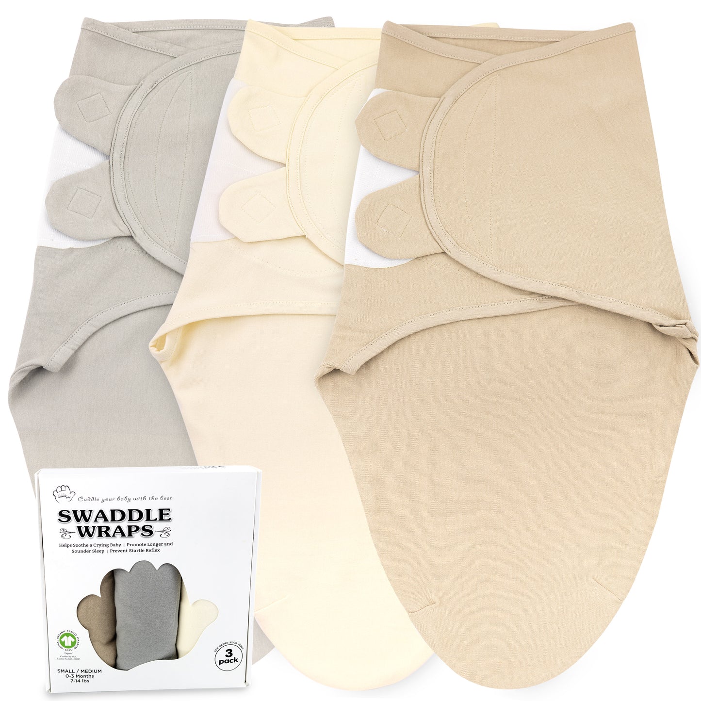 Organic Baby Swaddle Blanket 3-Pack – Newborn 0–3 Months