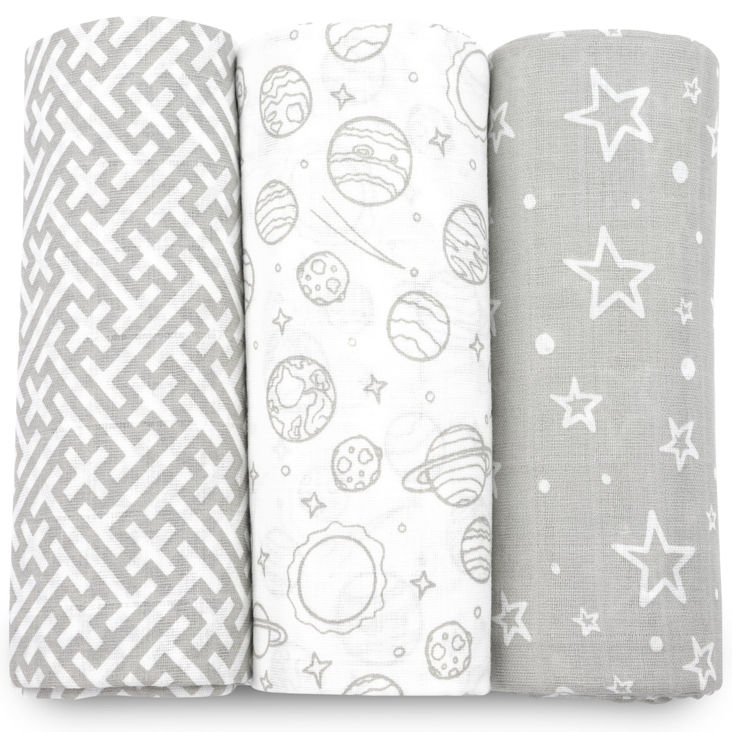 Bublo Baby Organic Muslin Swaddle Blankets (3-Pack)