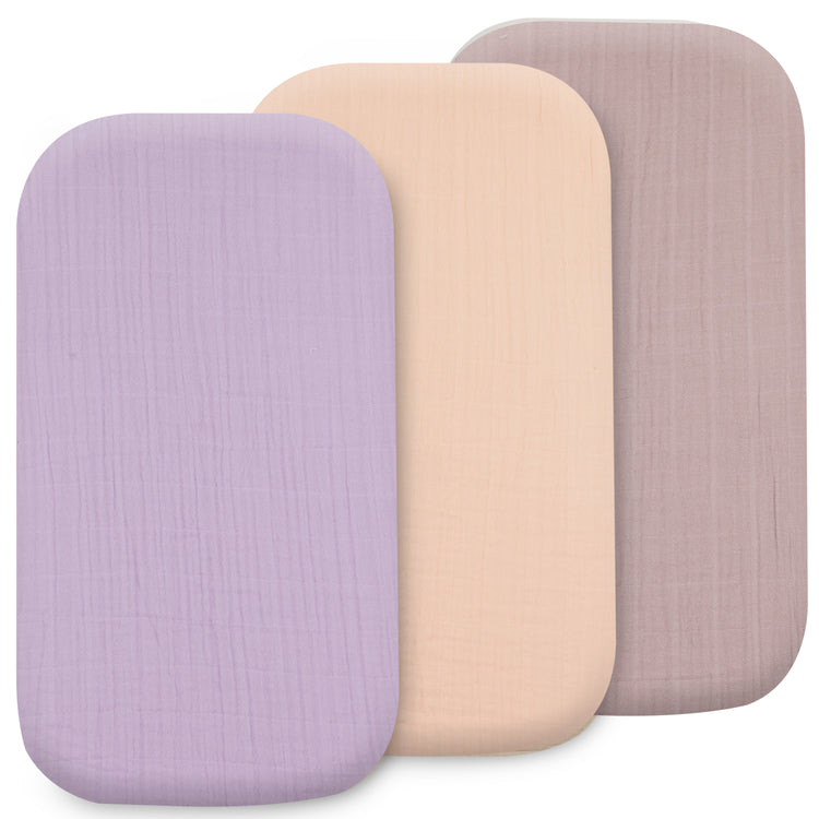 Organic Muslin Bassinet Sheets 3-Pack | Soft & Breathable Universal Fit - Lavender