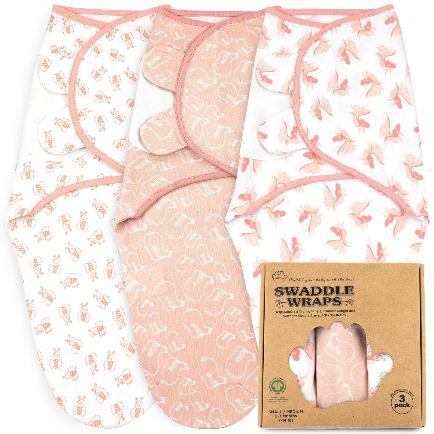 Bublo Baby Organic Newborn Swaddle Sacks (3-Pack)