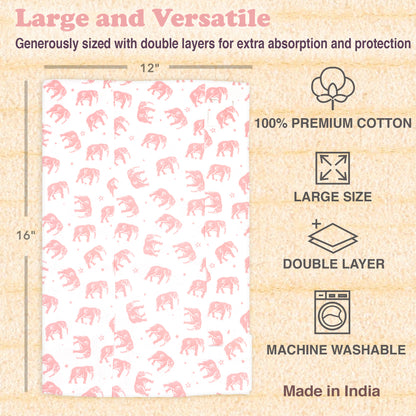 Bublo Baby Organic Pink Baby Burp Cloths 6-Pack (12x16 in)