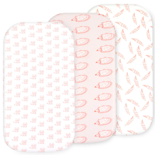 BubloBaby Organic Bassinet Sheets 3-Pack – Soft Fitted Foxes