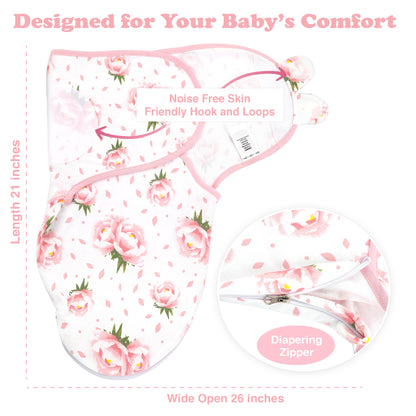 Baby Swaddle Sleep Sacks with Zipper, 3 Pack Newborn Swaddle