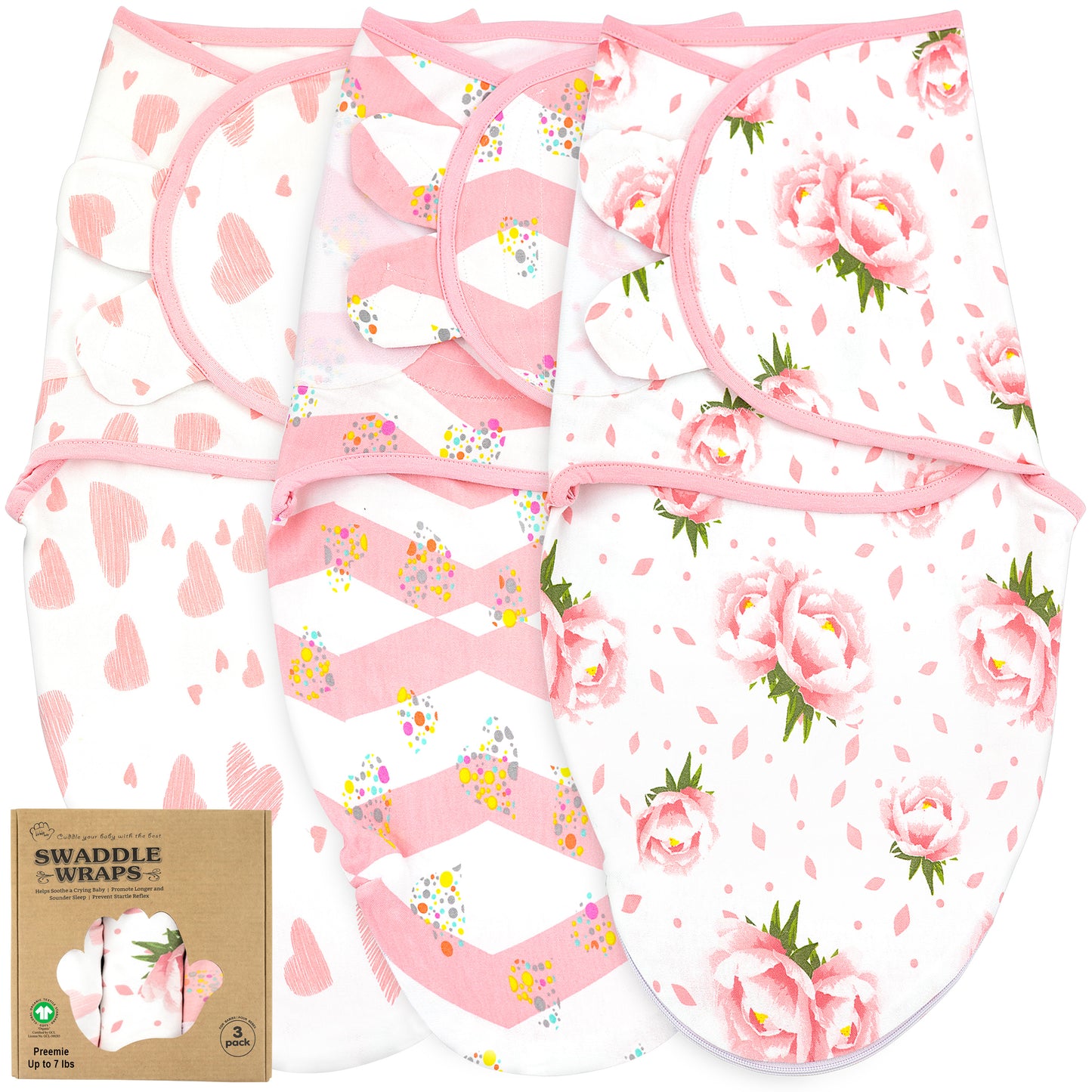 Bublo Baby Organic Adjustable Swaddle Sleep Sacks (3-Pack)