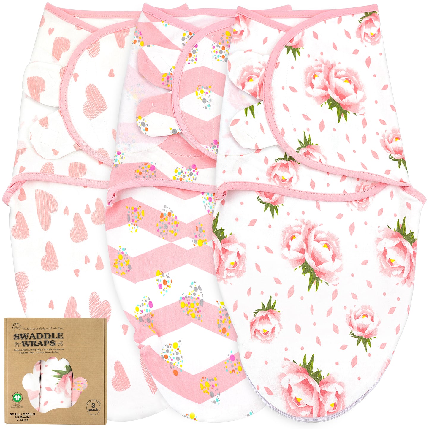 Bublo Baby Organic Adjustable Swaddle Sleep Sacks (3-Pack)