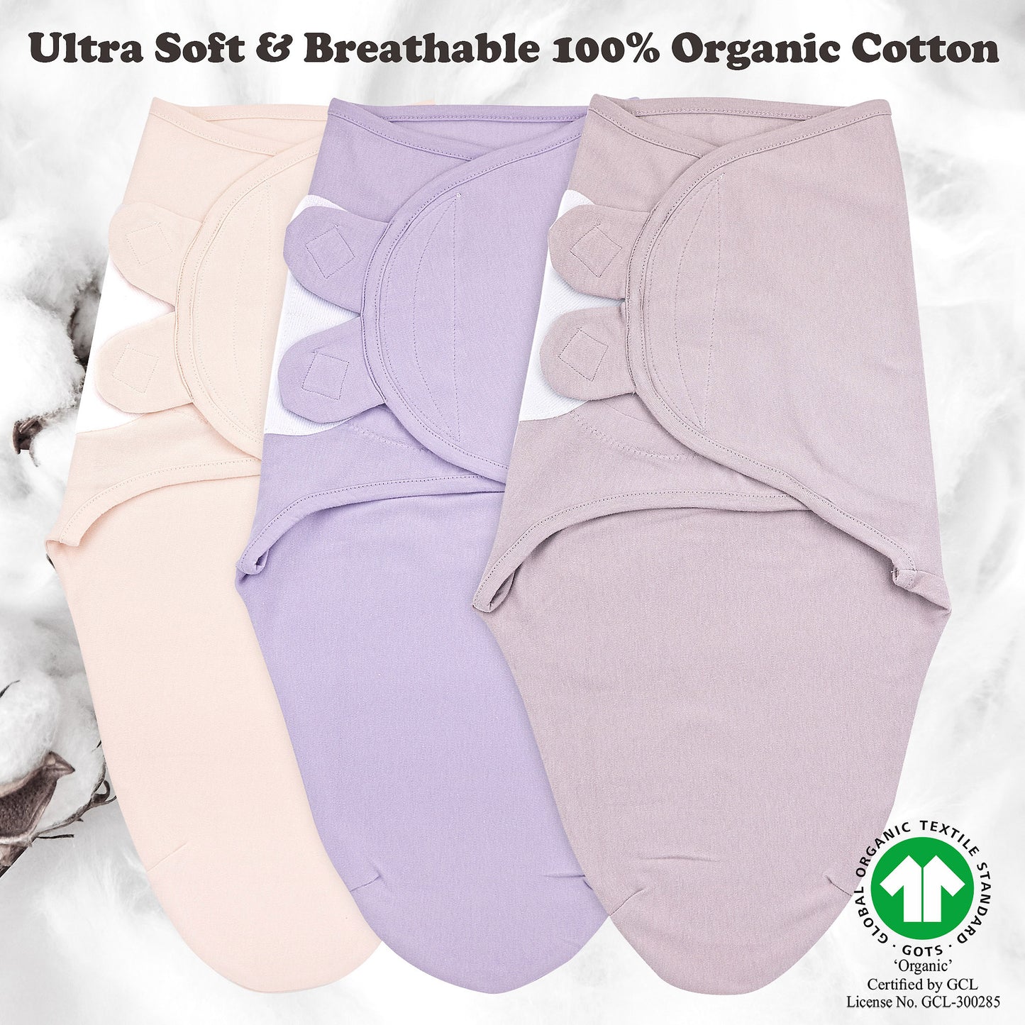 Bublo Baby Organic Preemie Swaddle Sleep Sacks (3-Pack)